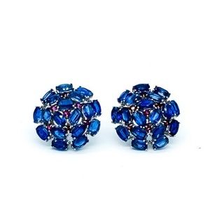 Sterling Silver Kyanite & Rhodolite Garnet Cluster Earrings